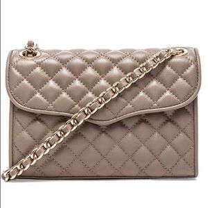 rebecca minkoff mini affair quilted purse- taupe